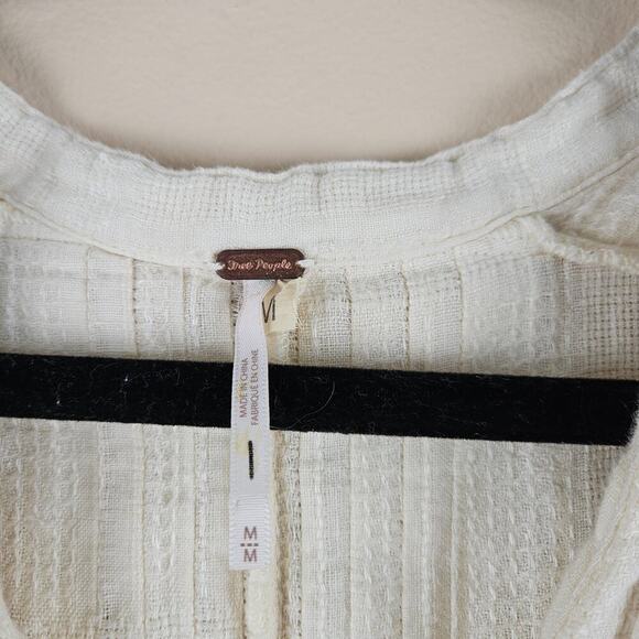 Free People Cream 100% Linen High Slit Maxi Dress Size Medium - Picture 3 of 6